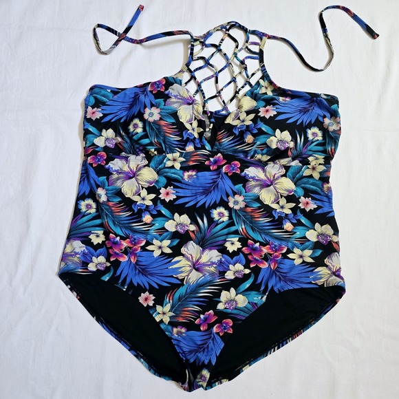 The Unbranded Brand Other - Women's Plus 3XL One Piece Bikini Swimsuit Halter Padded Floral Bathing Tropical